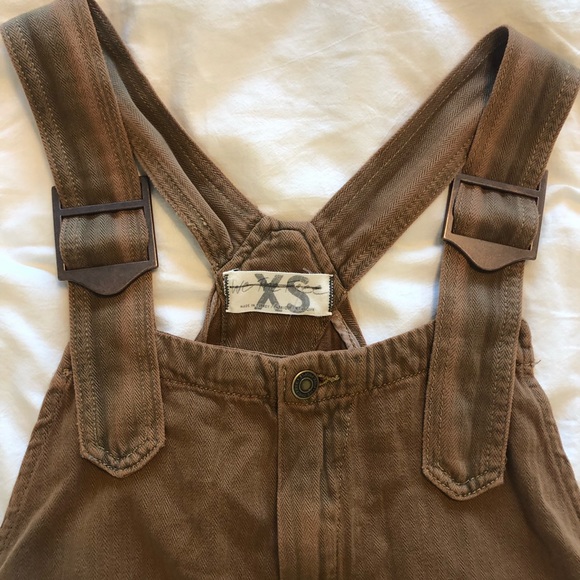 SOLD ✨FREE PEOPLE Hunter Khaki Overdye Brown Denim Overalls SOLD OUT (XS) - Picture 11 of 11